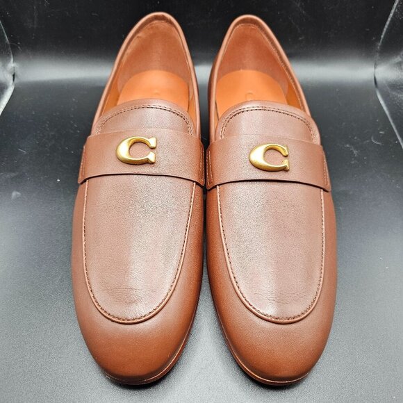 NIB Men's COACH Sculpted C Leather Loafers Color is Saddle C1317 Size 8D - Picture 1 of 9